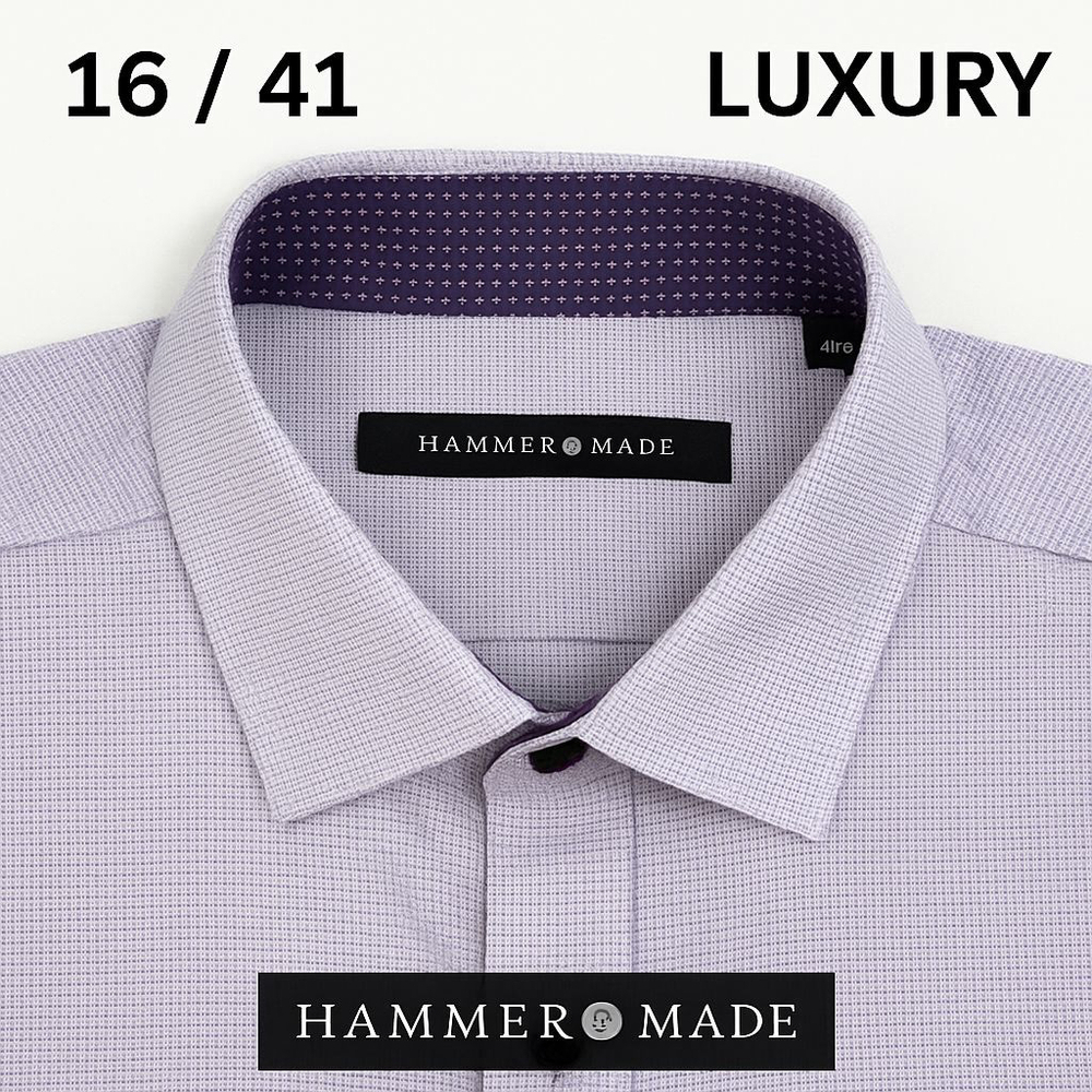 Hammer Made Purple Dress Shirt Men 16 41 Modern Fit Cotton Convertible Cuff